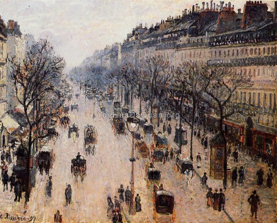 Boulevard Montmartre, Winter Morning - 卡米耶·毕沙罗